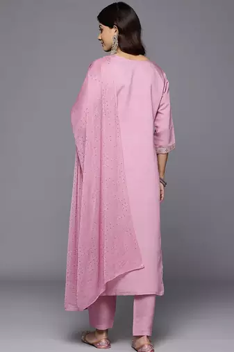Women Ethnic Motifs Embroidered Regular Kurta with Trousers & With Dupatta