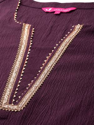 Women Regular Gotta Patti Silk Crepe Kurta With Trousers & Dupatta 2