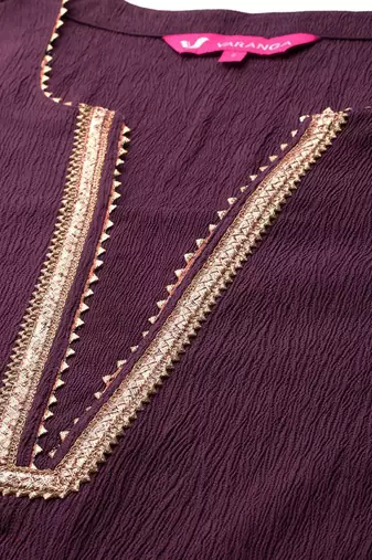 Women Regular Gotta Patti Silk Crepe Kurta With Trousers & Dupatta