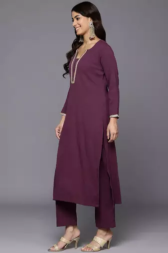Women Regular Gotta Patti Silk Crepe Kurta With Trousers & Dupatta