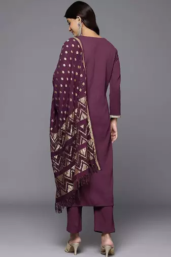 Women Regular Gotta Patti Silk Crepe Kurta With Trousers & Dupatta