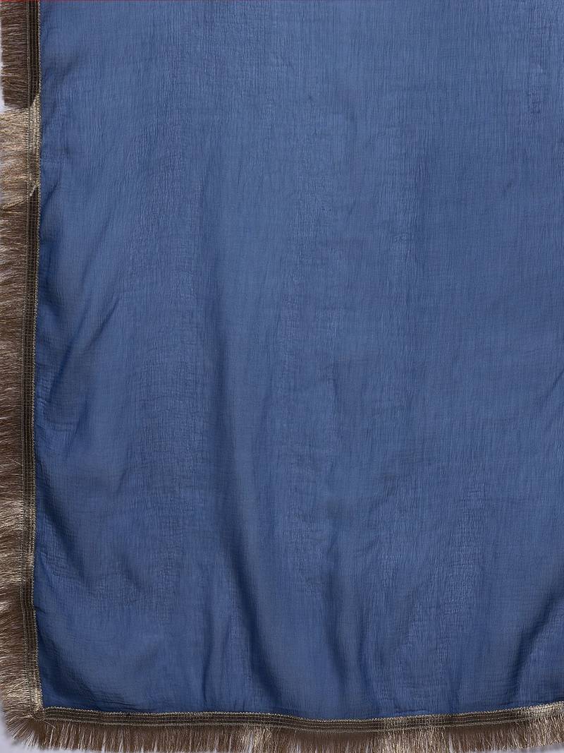 Women Bandhani Printed Zari Embroidered Kurta with Trousers & With Dupatta