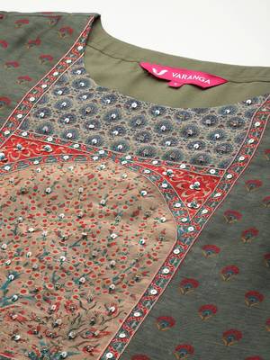 Women Ethnic Motifs Sequinned Chanderi Silk Kurta with Trousers & Dupatta 3