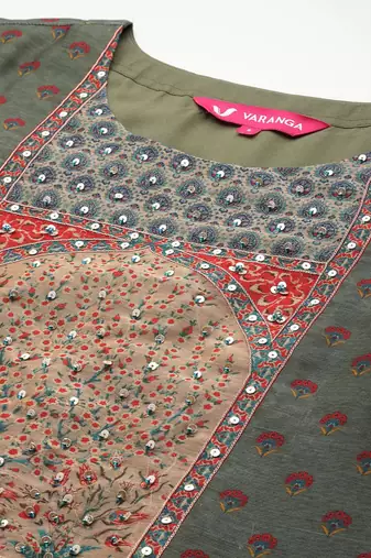 Women Ethnic Motifs Sequinned Chanderi Silk Kurta with Trousers & Dupatta