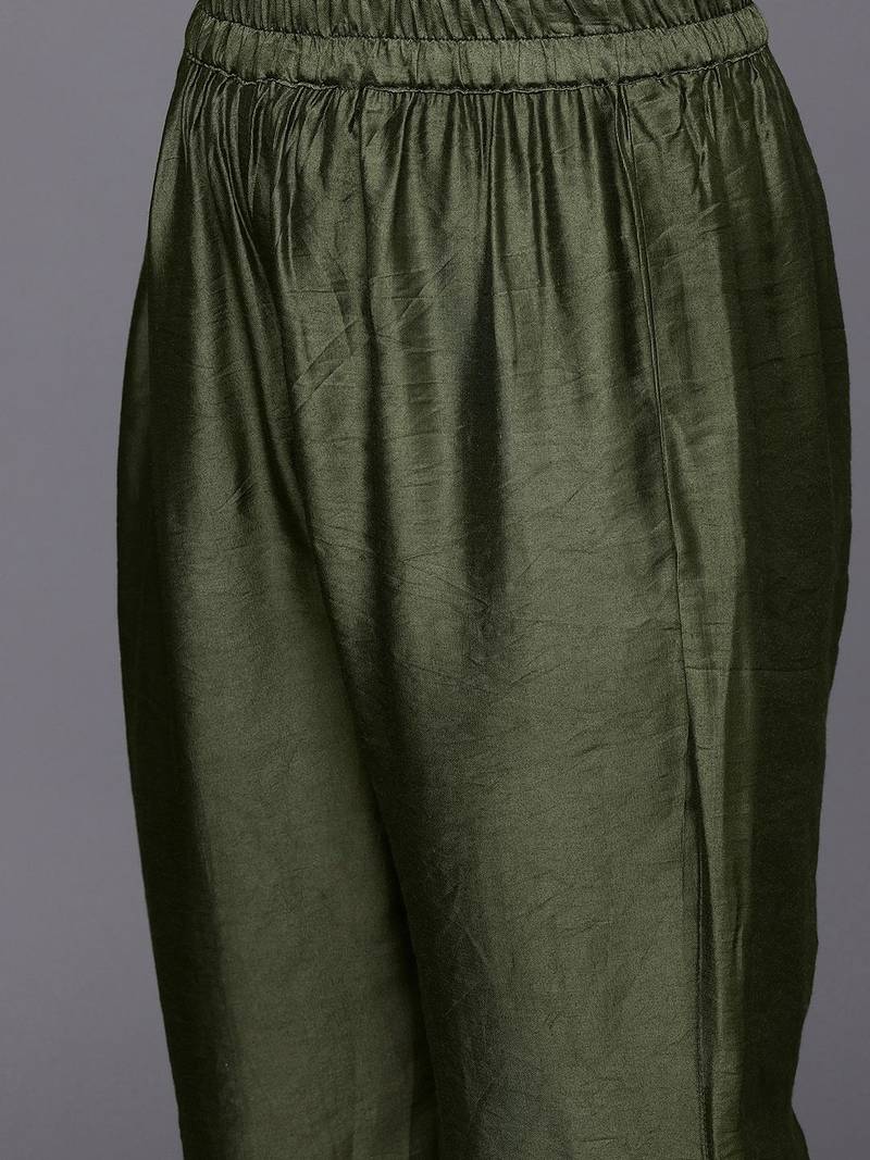 Women Ethnic Motifs Sequinned Chanderi Silk Kurta with Trousers & Dupatta