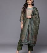 Women Ethnic Motifs Sequinned Chanderi Silk Kurta with Trousers & Dupatta