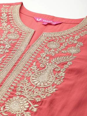 Women Embroidered Kurta with Palazzos & Dupatta 3