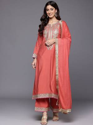 Women Embroidered Kurta with Palazzos & Dupatta 1