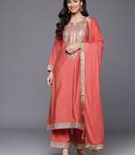 Women Embroidered Kurta with Palazzos & Dupatta