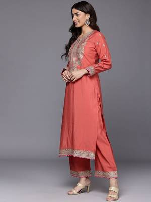Women Embroidered Kurta with Palazzos & Dupatta 6