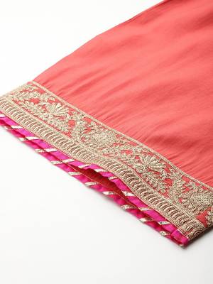 Women Embroidered Kurta with Palazzos & Dupatta 9