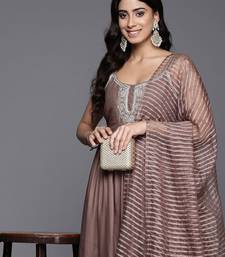 Embroidered Pleated Anarkali Zari Kurta with Trousers & Dupatta