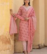 Ethnic Motifs Printed Regular Mirror Work Kurta with Trousers & With Dupatta