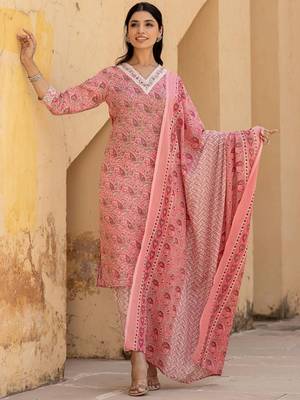 Ethnic Motifs Printed Regular Mirror Work Kurta with Trousers & With Dupatta 6