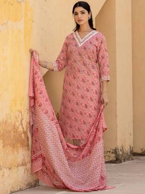 Ethnic Motifs Printed Regular Mirror Work Kurta with Trousers & With Dupatta 7