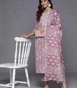 Women Ethnic Motifs Printed Regular Thread Work Kurta with Trousers & With Dupatta
