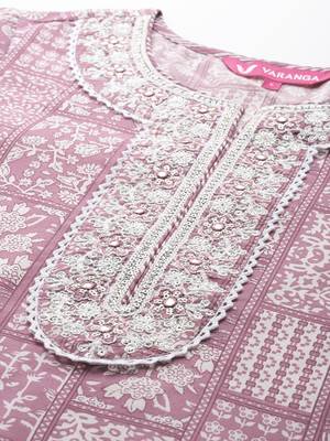 Women Ethnic Motifs Printed Regular Thread Work Kurta with Trousers & With Dupatta 2