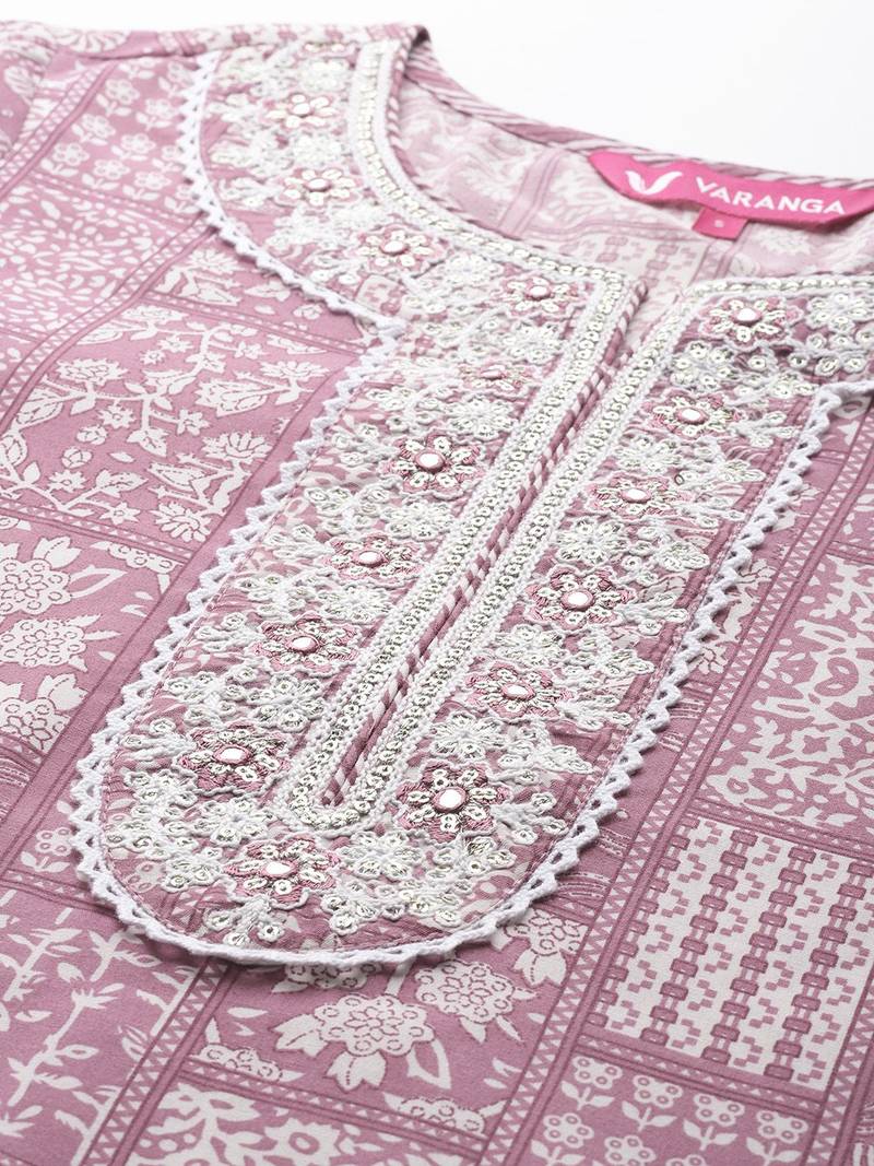 Women Ethnic Motifs Printed Regular Thread Work Kurta with Trousers & With Dupatta