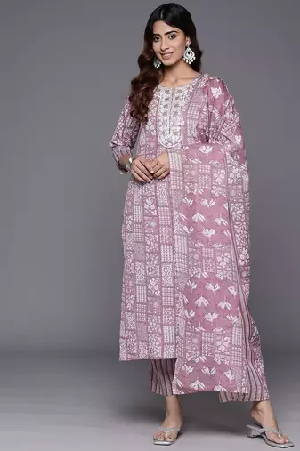 Women Ethnic Motifs Printed Regular Thread Work Kurta with Trousers & With Dupatta