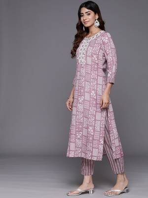 Women Ethnic Motifs Printed Regular Thread Work Kurta with Trousers & With Dupatta 6