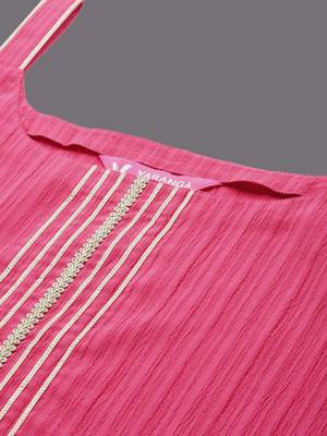 Women Floral Yoke Design Straight Kurta with Trouser & Dupatta 2