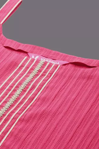 Women Floral Yoke Design Straight Kurta with Trouser & Dupatta