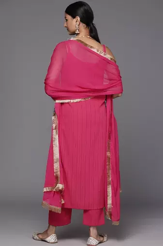 Women Floral Yoke Design Straight Kurta with Trouser & Dupatta