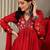 Floral Printed V-Neck Empire Anarkali Kurta with Trouser & Dupatta