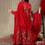 Floral Printed V-Neck Empire Anarkali Kurta with Trouser & Dupatta