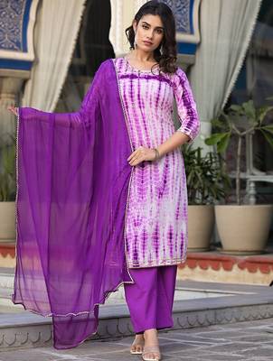 Women Dyed Regular Gotta Patti Pure Cotton Kurta with Palazzos & With Dupatta 1