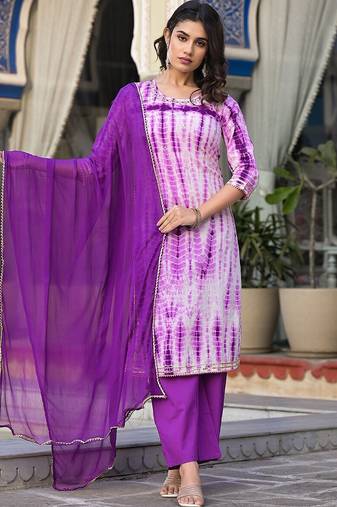 women dyed regular gotta patti  cotton kurta with palazzos & with dupatta