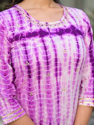Women Dyed Regular Gotta Patti Pure Cotton Kurta with Palazzos & With Dupatta 2