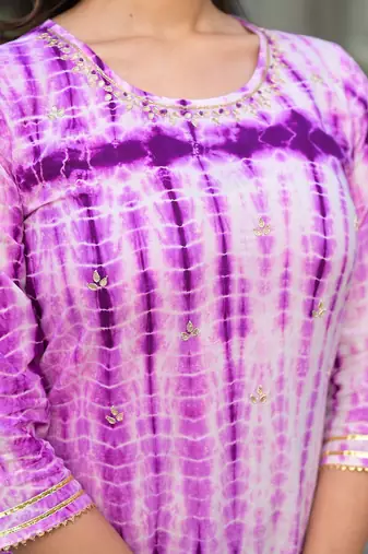 Women Dyed Regular Gotta Patti Pure Cotton Kurta with Palazzos & With Dupatta