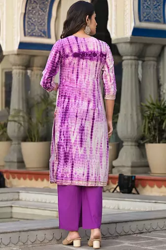 Women Dyed Regular Gotta Patti Pure Cotton Kurta with Palazzos & With Dupatta