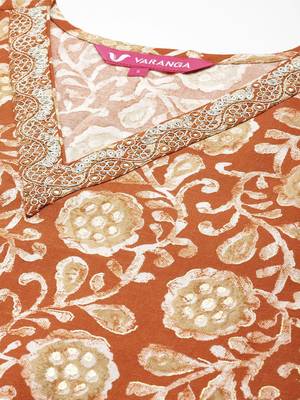 Women Floral Printed Regular Mirror Work Kurta with Trousers & With Dupatta 3