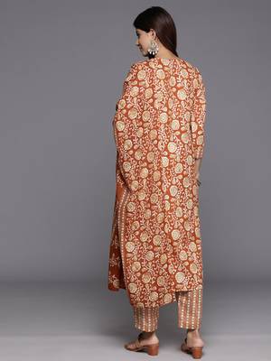 Women Floral Printed Regular Mirror Work Kurta with Trousers & With Dupatta 7