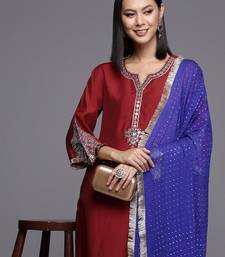 Women Floral Yoke Design Regular Sequinned Kurta with Trousers & Dupatta