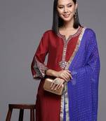 Women Floral Yoke Design Regular Sequinned Kurta with Trousers & Dupatta