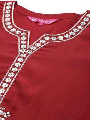 Women Floral Yoke Design Regular Sequinned Kurta with Trousers & Dupatta 2
