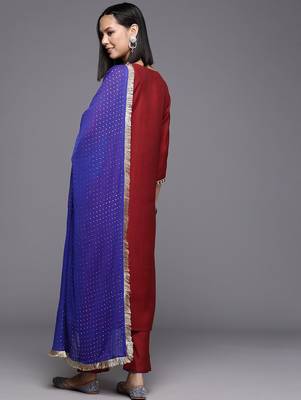 Women Floral Yoke Design Regular Sequinned Kurta with Trousers & Dupatta 6