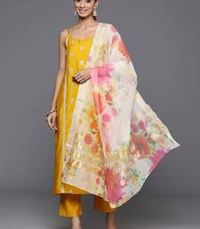 Ethnic Motifs Zari Embroidered Kurta with Trousers & Dupatta