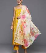 Ethnic Motifs Zari Embroidered Kurta with Trousers & Dupatta