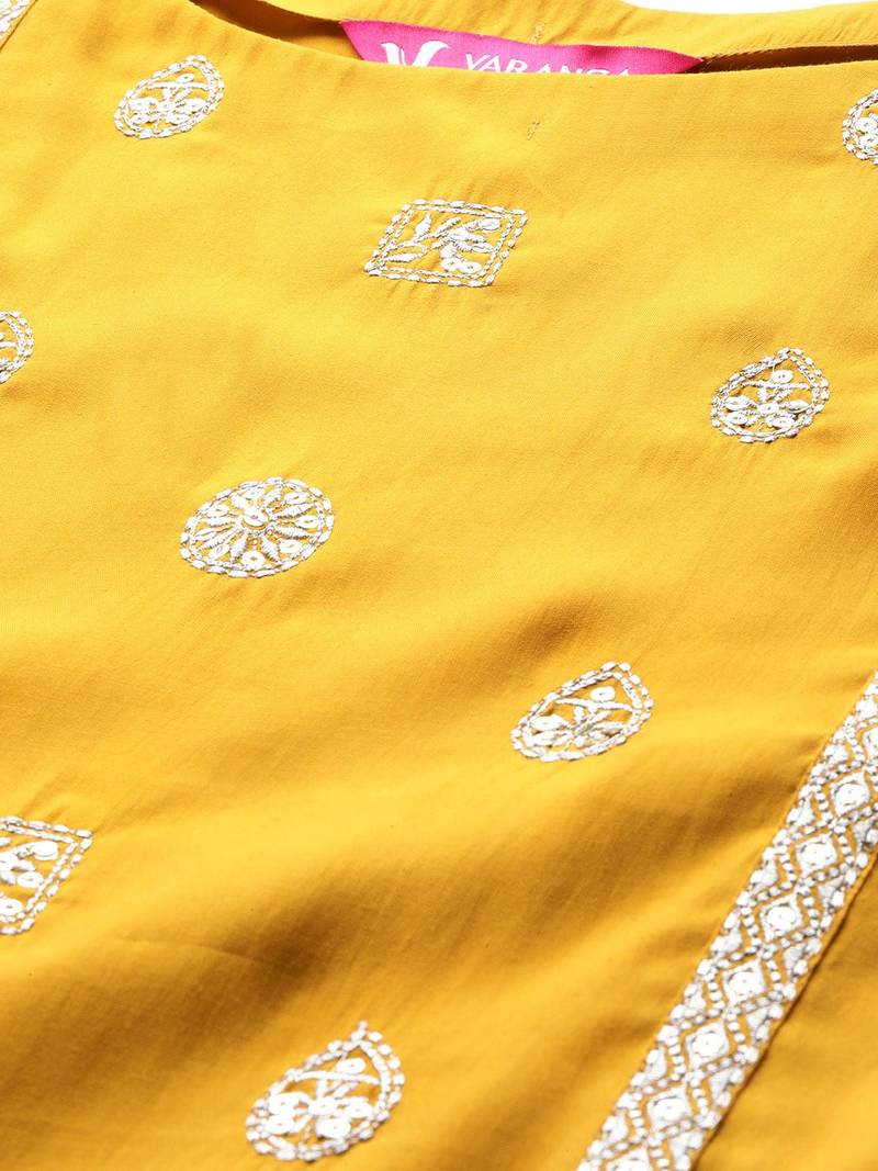 Ethnic Motifs Zari Embroidered Kurta with Trousers & Dupatta
