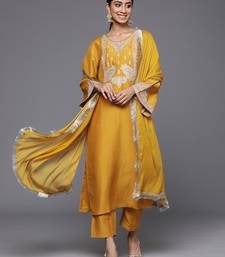 Floral Zari Embroidered Kurta with Trousers & Dupatta