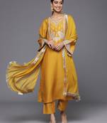 Floral Zari Embroidered Kurta with Trousers & Dupatta