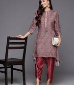 Women Printed Regular Sequinned Pure Silk Kurta with Trousers