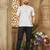 White color men's woven cotton short kurta