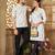 White color men's woven cotton short kurta