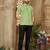 Green color men's woven cotton short kurta