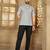 Blue color men's woven cotton short kurta